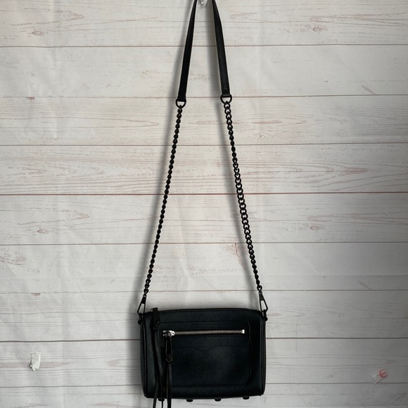 Rebecca Minkoff Black Saffiano Leather crossbody with Chain Strap - Picture 2 of 11